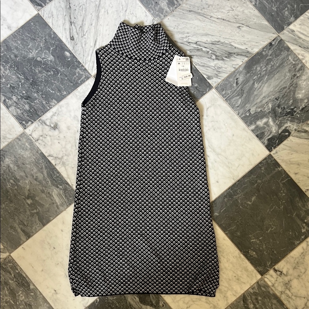 Zara Black and White Patterned Mini Dress